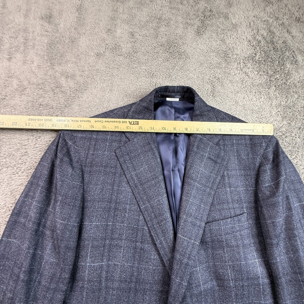 Atelier Munro EU54 US44 Navy Windowpane Blazer Loro Piana Silk Air Wool Blue - Picture 9 of 12